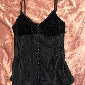 Lucky Brand black velvet and satin tank top